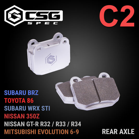 CSG Spec C2 Rear Brake Pads for Toyota 86 / Subaru BRZ (Brembo brakes), Subaru WRX STI, Nissan 350Z, Nissan GT-R, Mitsubishi Evolution