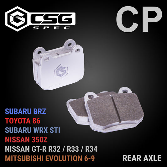 CSG Spec CP Rear Brake Pads for Toyota 86 / Subaru BRZ (Brembo brakes), Subaru WRX STI, Nissan 350Z, Nissan GT-R, Mitsubishi Evolution